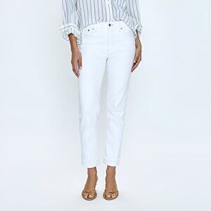 J. Jill White Mid-rise Bootcut Jeans with Tan Contrast Stitching (size 0)